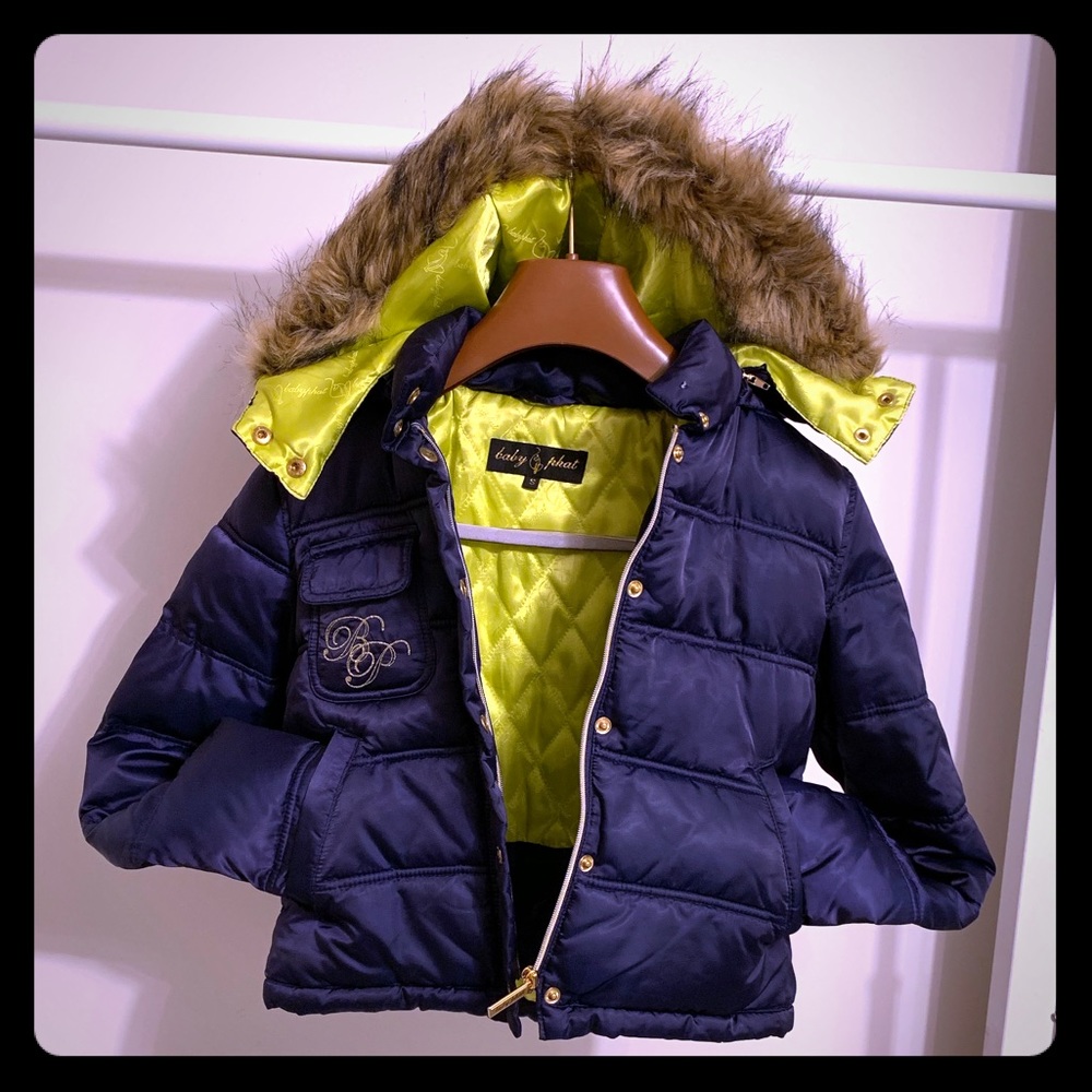 BABYPHAT neon and navy blue Bomber Jacket size S